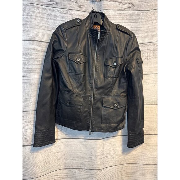 Tory Burch Black Leather Moto Jacket S - Picture 1 of 3